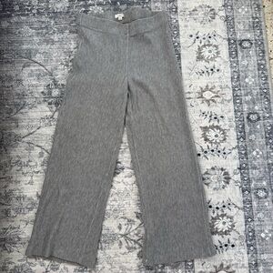 LOFT Grey Ribbed Wide Leg Pants Size Medium